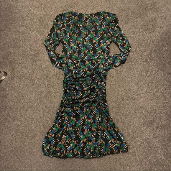 Diane Von Furstenberg Vladimir Printed Ruched Mesh Long Sleeve Dress - Picture 5 of 8